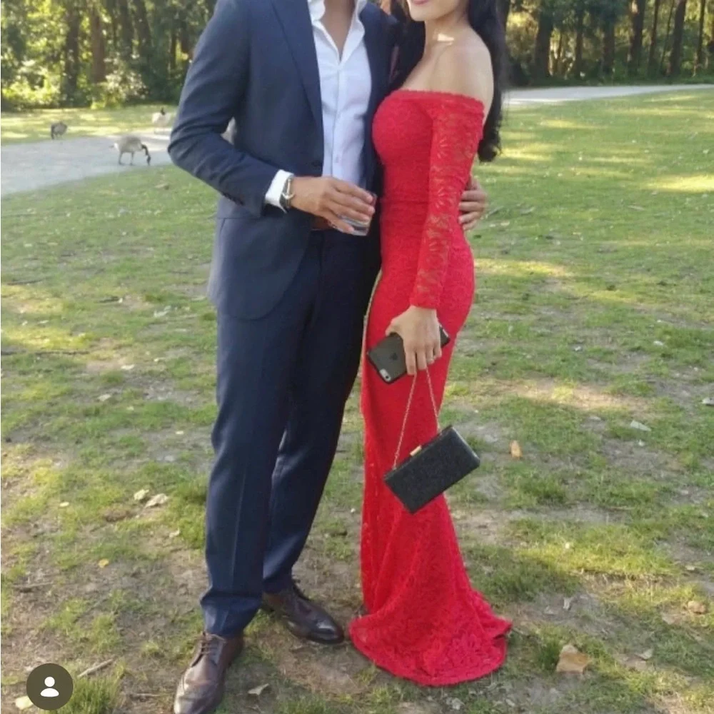 Nookie Red Long Sleeve Lace Dress - Picture 2 of 3